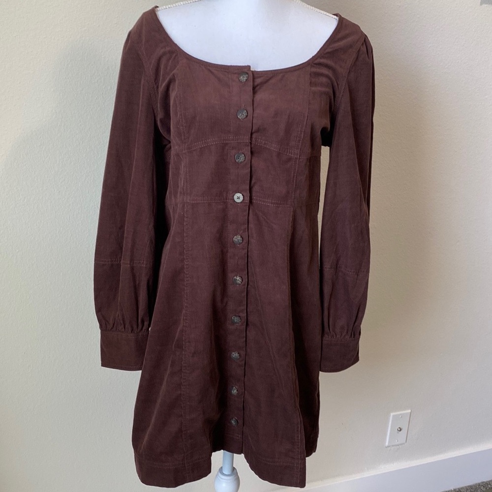 NWT Madewell Size12 Corduroy Seamed Long-Sleeve Mini Dress